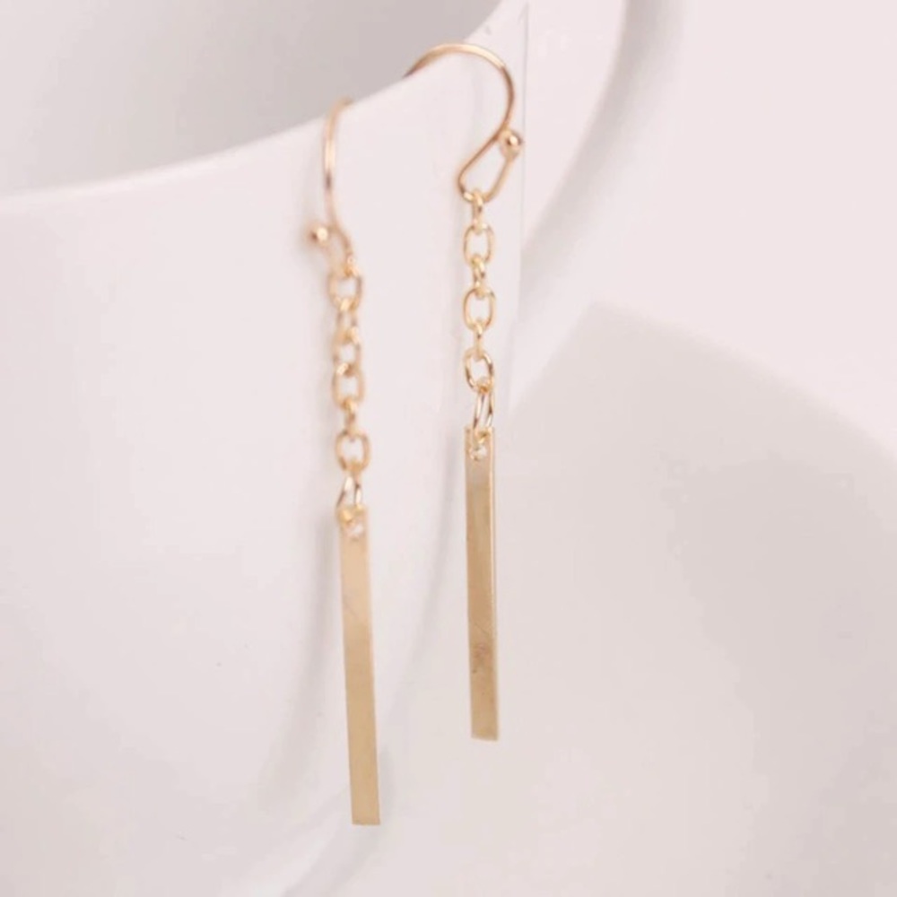 💎💙💎CHAIN💛BAR DROP EARRINGS! BUNDLE 4 DISCOUNT! - Picture 3 of 8
